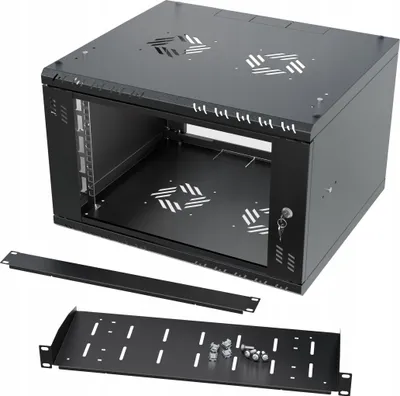 Image de Armoire serveur 19 pouces, 6U, 450 mm, avec étagère et cadre Stalflex