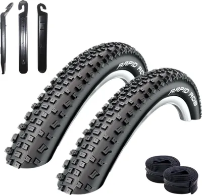 Produktbild von 2 x Schwalbe Rapid Rob Reifen 57-559 (26 x 2,25) + 2 Schwalbe Schläuche DV13 inkl. Reifenheber