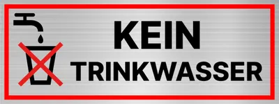 Produktbild von Schild Kein Trinkwasser 15x5 cm wetterfest Alu Dipond vorgebohrte Löcher