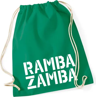 Produktbild von Huuraa Turnbeutel Rambazamba Schriftzug 12 Liter Kelly Green Baumwolle Rucksack Geschenkidee