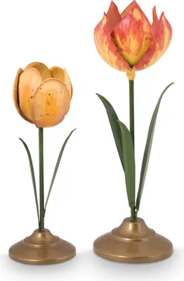 Obrázok produktu pre Sada 2 ks svietnikov Tulipán, kov, žltá farba