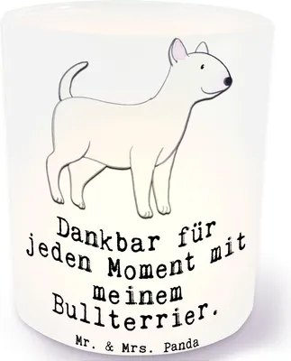 Produktbild von Mr. & Mrs. Panda Outdoor Windlicht Bullterrier Moment - Transparent - Geschenk, glas kerzenhalter, Teelichthalter, aus
