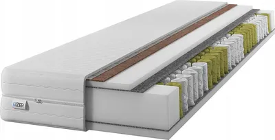 Produktbild von Matratze GoldPLUS 70x190 cm mit KOKOS |Zweiseitig H3 und H4| 7 Zonen | Taschenfederkern | Versteppter Bezug | Federkernmatratze