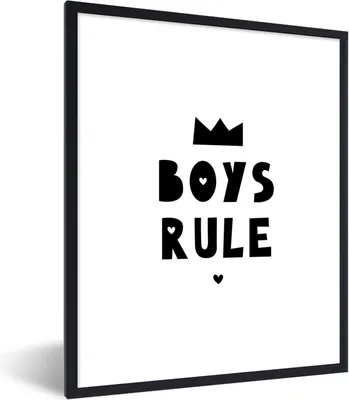 Produktbild von MuchoWow® Gerahmtes Poster Jungen regieren - Zitate - Sprichwörter - Kinder - Jungen 60x80 cm - Poster mit Schwarzem Bilderrahmen Wandposter Rahmen Foto Bilder - Premium - Wanddeko Wohnzimmer