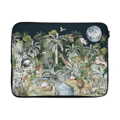 Produktbild von MuchoWow® Laptop Hülle 17 Zoll Laptoptasche Kinder - Dschungel - Natur - Tiere - Pflanzen - Zipper - Schutzabdeckung