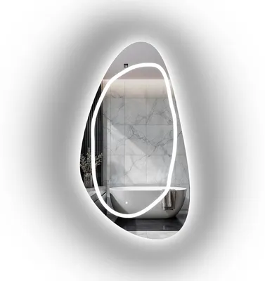 Image de Alfaram Miroir mural organique TOPAZ LED 60 x 105, de forme irrégulière, pour la salle de bains ou le salon