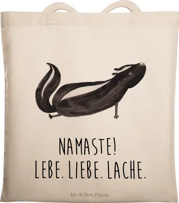 Produktbild von Mr. & Mrs. Panda Jutebeutel Stinktier Yoga - Transparent - Geschenk, Namaste, Tote Bag, Shopping Tasche, Liebe, Skunk, Raubtier, Laptoptasche, Beutel, Einkaufstasche