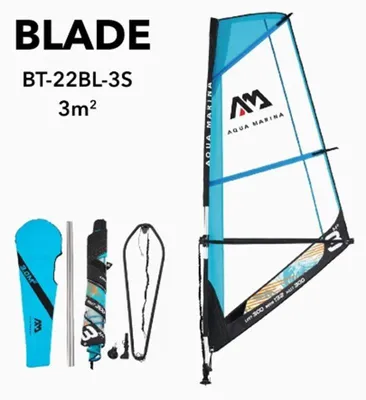 Produktbild von BLADE - Aufblasbares SUP Board mit Segel - Maße 320x84x15 cm - Volumen 350 l - Tragkraft 150 kg - Druck 18 psi - 3 m Segel