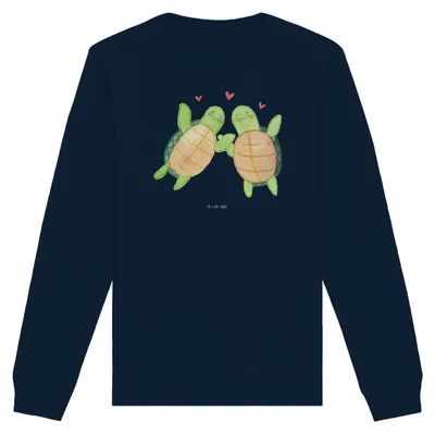 Produktbild von Mr. & Mrs. Panda Rundhals Pullover Schildkröten Paar Größe XXL - French Navy - Geschenk, Sweater, Baumwoll, Valentinstag, Pulli, Freundin, Hochzeitstag, für Frauen