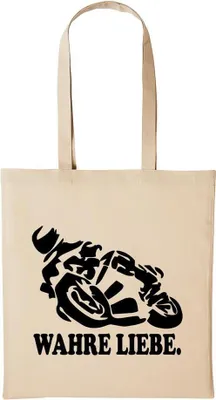 Produktbild von Huuraa Baumwollbeutel Motorrad Wahre Liebe Geschenk Einkaufstasche Natural 10 Liter Baumwolle Motorrad Wahre Liebe Accessoire