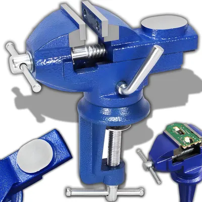 Produktbild von Schraubstock Werkbank Werkbankschraubstock 150mm Spannweit 360° Drehbar Feststehend Parallelschraubstock Parallel-Schraubstock Werkstatt Blau Retoo