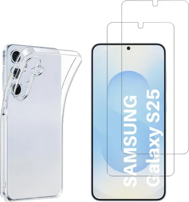 Image de Housse pour Samsung Galaxy S25 avec 2 films de protection d'écran en verre trempé Phonillico®