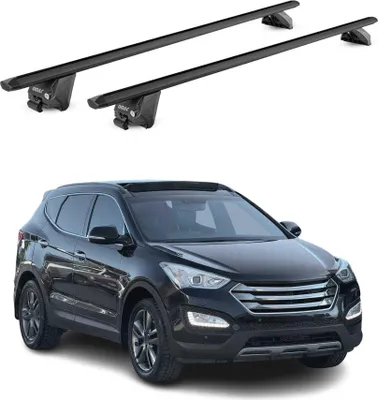 Image de Barres de toit transversales pour Hyundai Santa Fe DM 2013-2018 Alu Noir 2x ABE