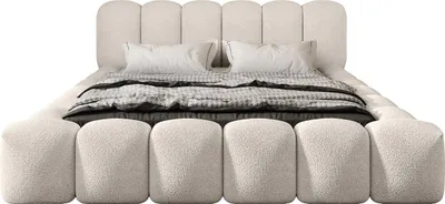 Produktbild von FEDVE Polsterbett TRANI aus Bouclé-Stoff 200x200 cm, Creme