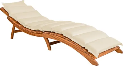 Produktbild von Detex Liegenauflage, Creme, 55% Baumwolle, wasserabweisend, mit Kopfkissen, 183x56x7cm (Auflage), 40x15x7cm (Kopfteil), 30° maschinenwaschbar, für Sonnenliege, Garten, Balkon, Schwungliege, zeitlose Steppung