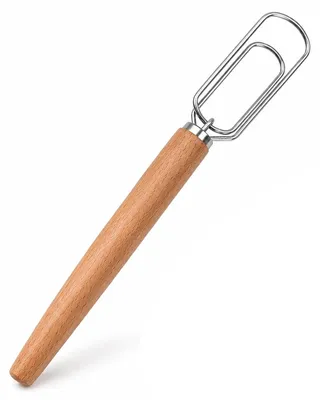 Produktbild von Sauerteig Rührer Edelstahl, Dänischer Teigbesen mit Holzgriff, Teigmischer für Brotbacken, Pizza und Kuchen, praktisches Backzubehör Küche