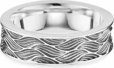 Produktbild von cai Ring 925/- Sterling Silber rhodiniert oxidiert Wellen