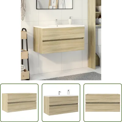 Obrázek produktu pro The Living Store Dubová toaletní skříňka Sonoma 90x38,5x45cm materiál na bázi dřeva