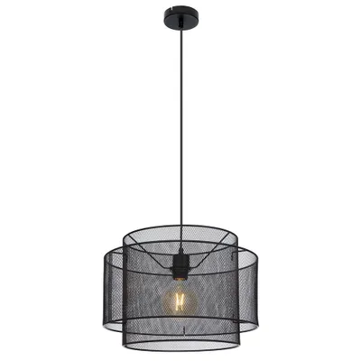 Produktbild von Hängeleuchte, Metallgeflecht, rund, schwarz, H 120 cm
