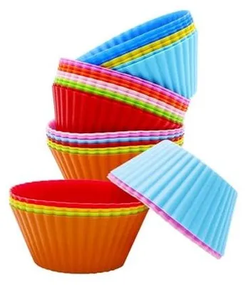 Zdjęcie produktu dla Foremki do muffinek silikonowe 24 sztuki wielokolorowe pieczenia
