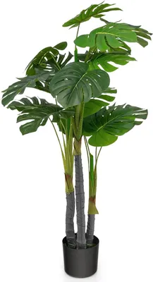 Zdjęcie produktu dla 120 cm sztuczne drzewo sztuczna roślina, sztuczna Monstera Delisiosa, dekoracja rośliny domowej w cementowej doniczce, dekoracyjna palma 20 liści, roślina dekoracyjna, zielona