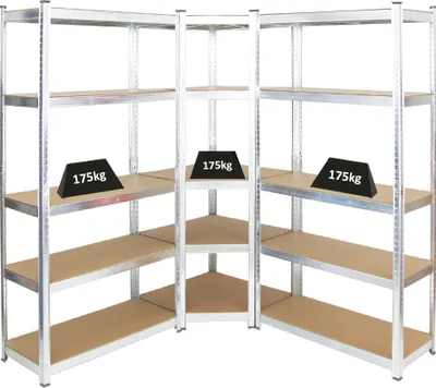 Produktbild von Mega Deal | 1x Eckregal + 2x Schwerlastregal Ragnar | Fachlast 175 kg | Verzinkt