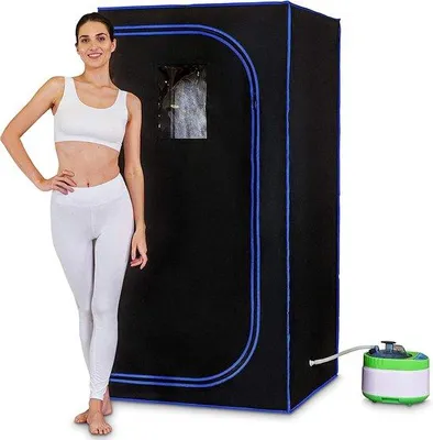Obrázek produktu pro Sada přenosné sauny – 177 x 88 x 88 cm – modrá/černá – venkovní saunový stan