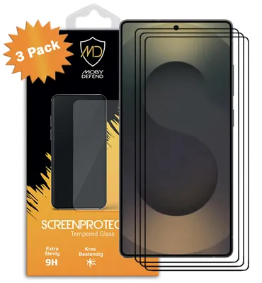 Productafbeelding van 3-Pack MobyDefend Screenprotectors - Geschikt voor  Samsung Galaxy S25 Ultra  -  Screensavers Met Zwarte Randen - Gehard Glas