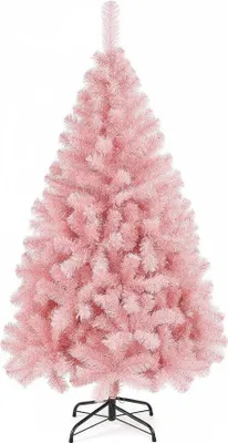 Image de Arbre de Noël artificiel 591891 rose 6ft, avec support métallique pliable, 183cm