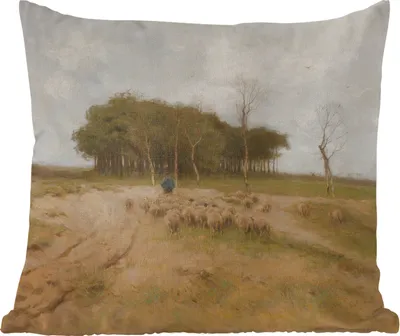 Produktbild von MuchoWow® Zierkissen Sofakissen Wohnzimmer Dekokissen 40x40 cm Heide bei Laren - Gemälde von Anton Mauve - Foto Kissen - Schlafzimmer Dekoration