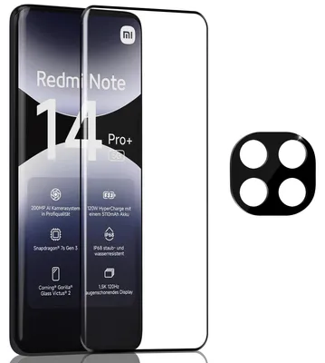 Produktbild von 1-Pack Xiaomi Redmi Note 14 Pro Plus Displayschutzfolie & 1-Pack Kameraschutz - Gehärtetes Glas 9H - Super Qualität 3D