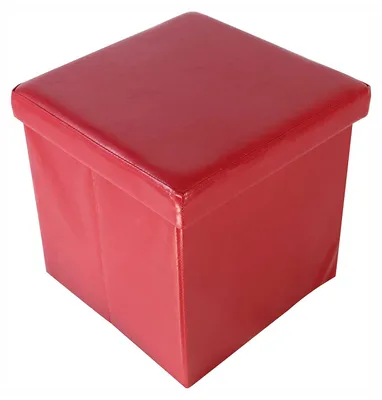 Produktbild von Echtwerk EW-SW-0415 Sitzwürfel, StoreCube, faltbar, circa 38 x 38 x 38 cm Kunstleder, Aufbewahrungsbox, rot