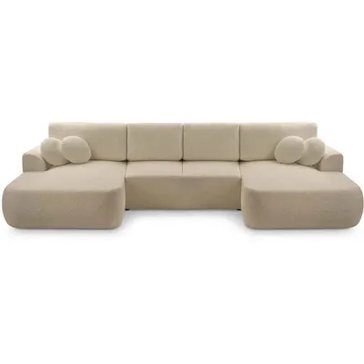 Produktbild von BEAUTYSOFA Ecksofa mit Schlaffunktion VENTO U, U-Form, Farbe: Cappuccino  (Coral50)
