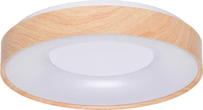 Image de plafonnier rond à LED 40W - CCT 3000K / 4000K / 6000K - Lumière sélectionnable - IP20 - effet bois - Ø50 cm