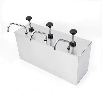 Zdjęcie produktu dla Dozownik sosów  3x4 l  Dozownik sosów  Dozownik z pompką ze stali nierdzewnej  Dozownik  Trzy głowice  Pojemnik ze stali nierdzewnej  Kuchnia  Restauracja