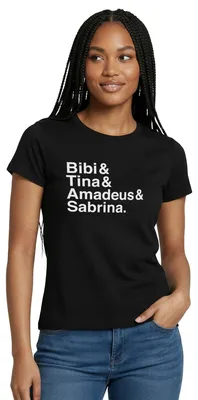 Produktbild von Spreadshirt Bibi Und Tina Amadeus Sabrina Typographie weiß Frauen T-Shirt, S, Schwarz
