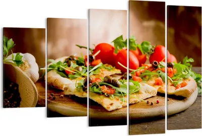 Produktbild von Bild auf Leinwand - Leinwandbild - Pizza Vegetarier Italien Essen - 150x100cm - Wand Bild - Wanddeko - Leinwanddruck - Bilder - Kunstdruck - Leinwand bilder - Wandkunst - EG150x100-2540