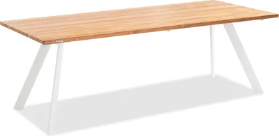 Produktbild von Gartentisch Noha 200x95 Tischplatte Teak recycelt Stativprofil Aluminium Ivory
