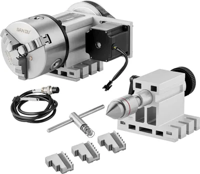 Zdjęcie produktu dla Głowica dzieląca SucceBuy, frezowanie CNC - uchwyt 3-szczękowy 100 mm, 4. oś, wysokość środka 65 mm, konik MT2, przełożenie 6:1, uniwersalne akcesoria do grawerowania