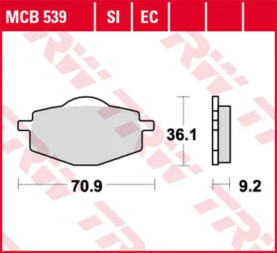 Produktbild von TRW Bremsbelagsatz EC MCB539EC Euro 350  Brillo 125 XO Electric Apache 125 Blog 160 i.e. TZR 5