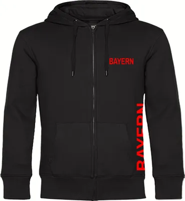 Produktbild von multifanshop Kapuzen Sweatshirt Jacke - Bayern - Brust & Seite, schwarz, Größe XXL