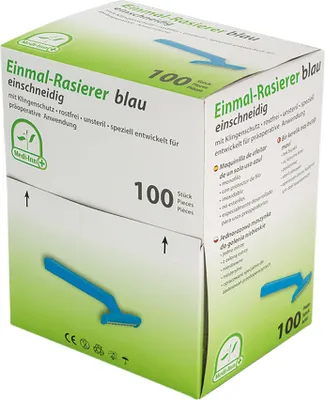 Produktbild von Medi-Inn Einmalrasierer Einwegrasierer blau (einschneidig, 3 x 100 = 300 Stück)