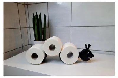 Produktbild von Toilettenpapierhalter, Dekorative Aufbewahrung für das Badezimmer, Raupendesign, Schwarz