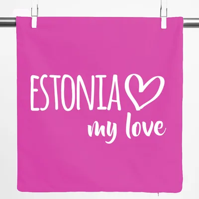 Produktbild von Huuraa Kissenbezug Estonia my love 40x40cm Fuchsia Baumwolle Dekokissenbezug Geschenkidee