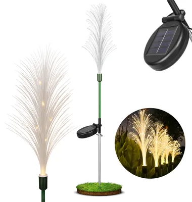 Produktbild von MasterLED Solar Gartenleuchte LED Gras – 3000K Warmweiß – 80 cm IP44 – Erdspieß Edelstahl Dämmerungssensor – Außenbeleuchtung