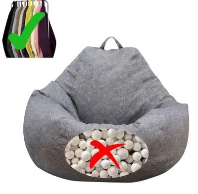 Produktbild von Sitzsack ungefüllt XL Hellgrau, klassischer Sitzsack Bezug für drinnen und draußen, großer Sitzsack für Erwachsene und Kinder, weicher Bezug zum Selbstbefüllen
