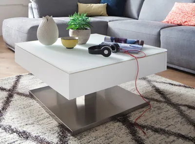 Produktbild von Couchtisch Mariko Weiß matt Glas Edelstahl 75x75cm