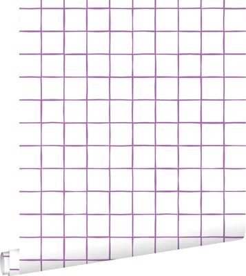 Zdjęcie produktu dla ESTAhome Tapeta motyw kratki fioletowymIbiałym 50 x 900 cm