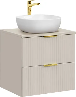 Zdjęcie produktu dla Szafka Łazienkowa 60 Cm Z Umywalką Nablatową Kaszmirowy Mat