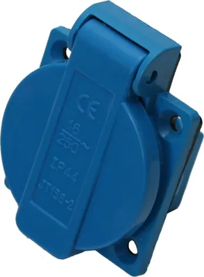 Produktbild von Einbausteckdose Blau Schwarz IP44 Schuko 230/250V 16A Steckdose Anbausteckdose Blau